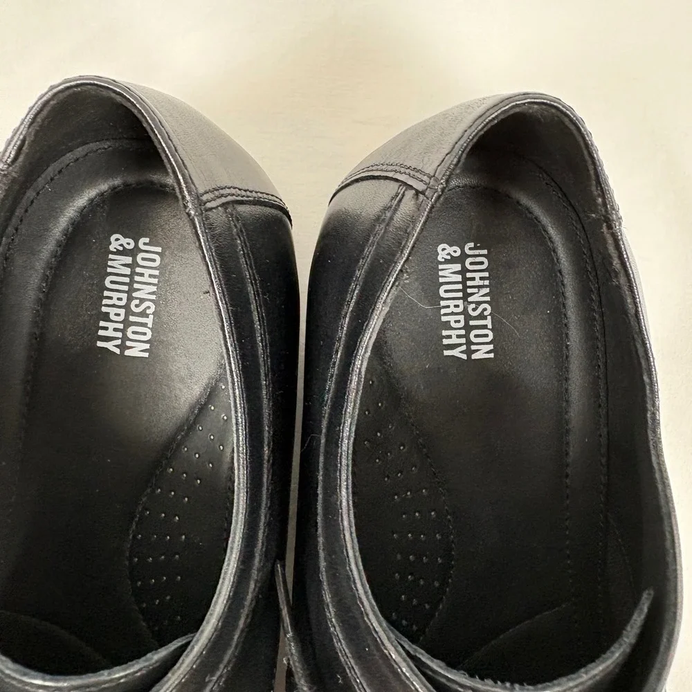 Johnston‎ & Murphy Dress Shoes 12M Black Leather Cap Toe Oxford Formal Business